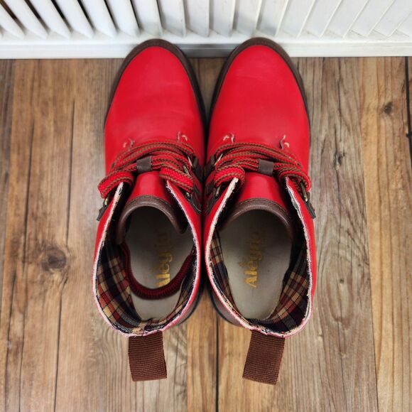 Alegria Cheri Women's 8.5 EU 38 Ketchup Red Leather Water Resistant Hiker Boots - Picture 6 of 9